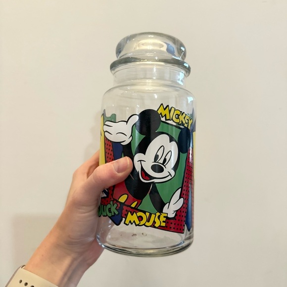 Walt Disney Vintage Mickey & Minnie Mouse 8.5” Clear Glass Cookie Jar - Picture 5 of 7